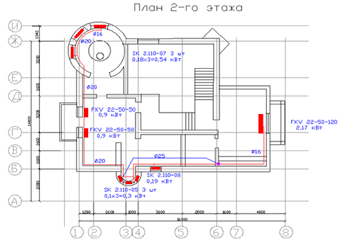Тройниковая система отопления план второго этажа