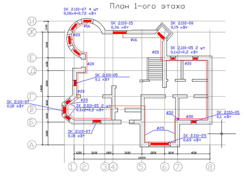 Тройниковая система отопления план первого этажа